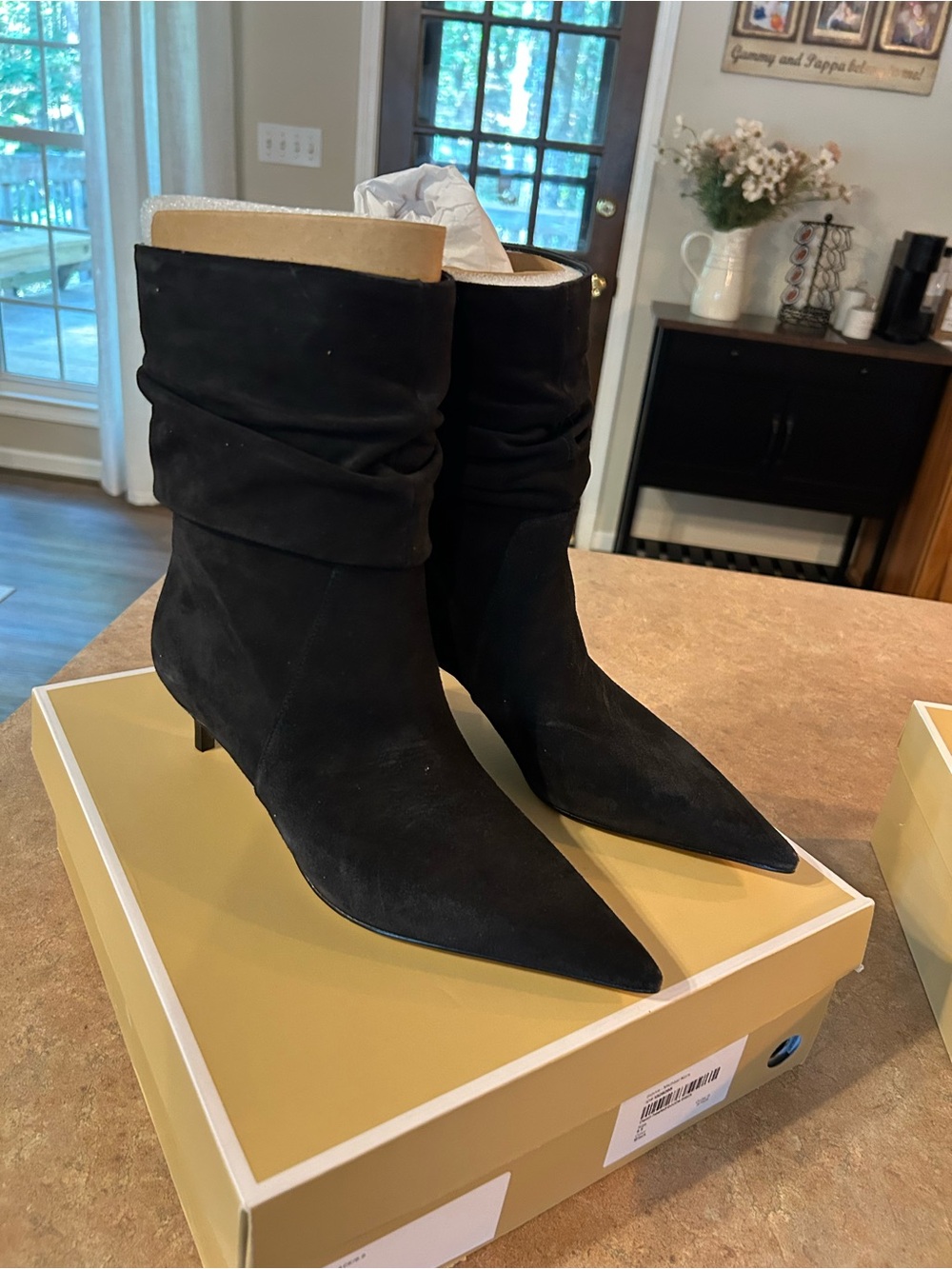 MICHAEL Michael Kors Black Suede Pointed-Toe Slouch Ankle Boots
